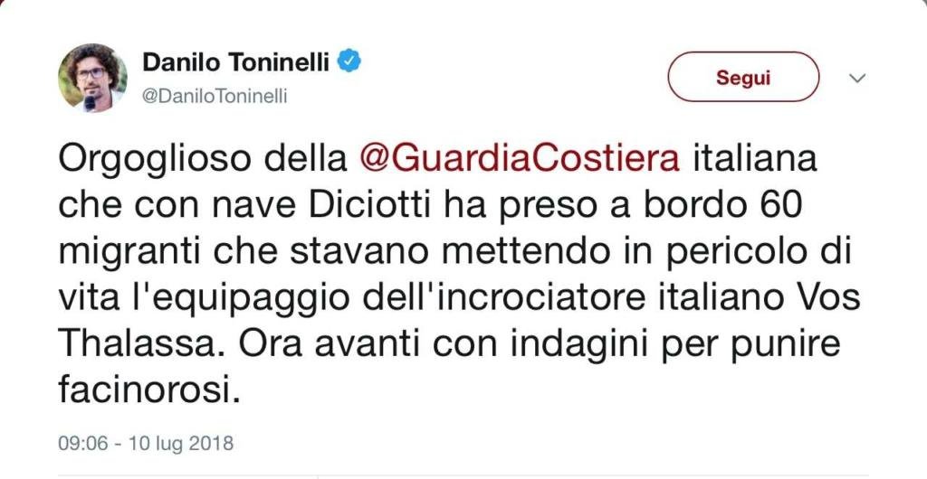 tweet Toninelli