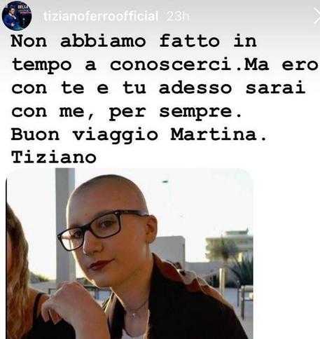 Tiziano Ferro ricorda la ragazza di 19 anni morta di tumore poco prima della maturità