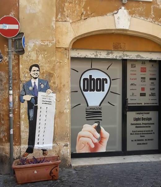 Il premier Conte fannullone, il nuovo murale di Tvboy