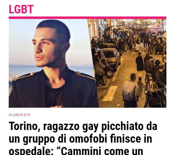 «Cammini come un fr****», ragazzo picchiato a sangue a Torino