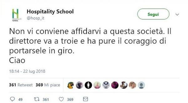 «Il direttore va a tr*ie»: l”avviso’ della società su Twitter fa il giro della rete