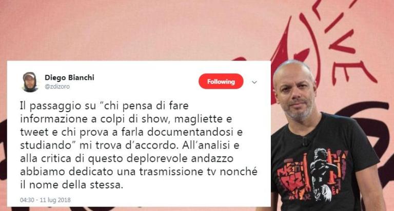 Zoro replica a Travaglio e cita (difendendo) il suo Propaganda Live