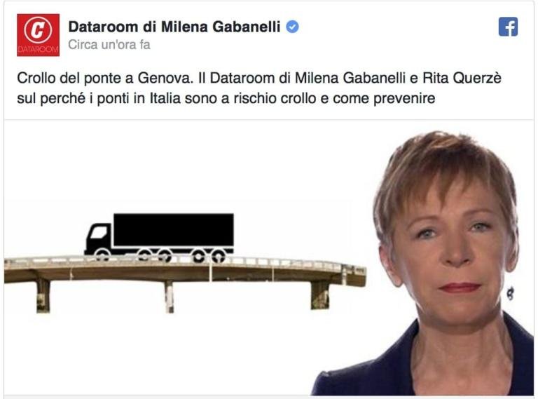 Per la Gabanelli il crollo del ponte di Genova è colpa dei tir polacchi