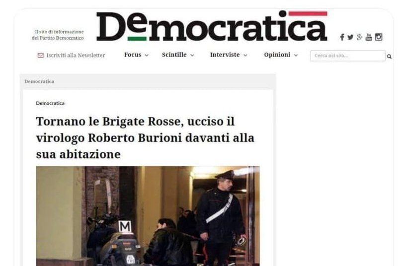 La bufala della morte di Roberto Burioni diffusa da una finta Newsletter del PD article-post