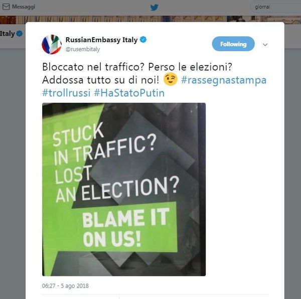 Come l’ambasciata russa risponde ai media italiani