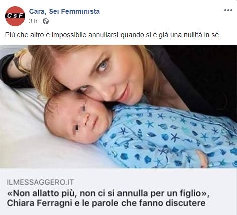 chiara ferragni allattamento