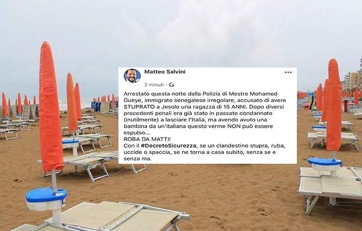 Stupro Jesolo, fermato giovane senegalese. Salvini: «Verme che non si può espellere» article-post