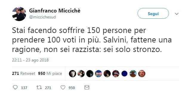 «Salvini, sei uno str****»: il delicatissimo tweet di Miccichè, capo di FI in Sicilia article-post