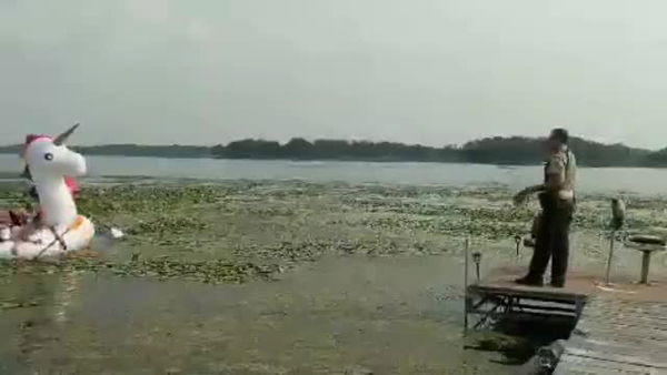 Usa, il salvataggio comico sull’unicorno gonfiabile | VIDEO