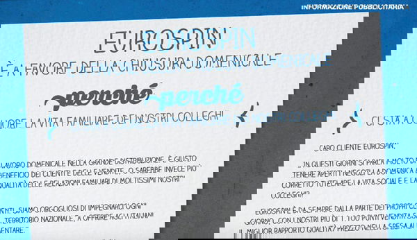 Eurospin si schiera (soltanto ora) a favore delle chiusure domenicali