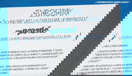 Eurospin si schiera (soltanto ora) a favore delle chiusure domenicali article-post