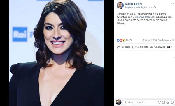 Matteo Salvini e il tifo per la sua bella Elisa a «La prova del cuoco»