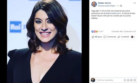 Matteo Salvini e il tifo per la sua bella Elisa a «La prova del cuoco» article-post
