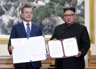corea del nord e del sud firmano accordo a Pyongyang