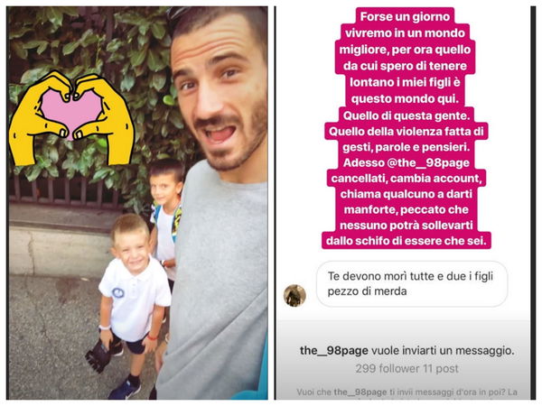 Il ritorno degli haters di Bonucci: «Te devono morì tutti e due i figli pezzo di mer*a»