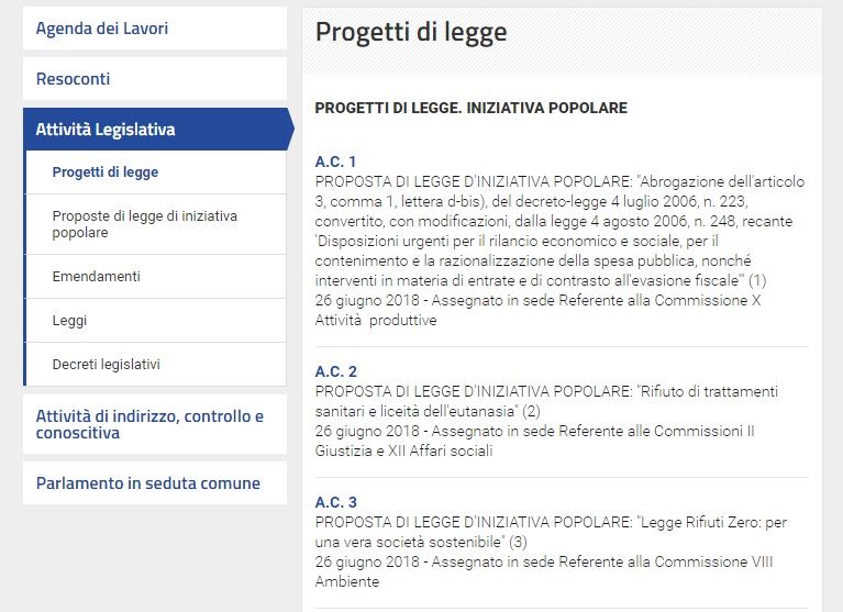 Nell’era M5S-Lega 16 leggi d’iniziativa popolare prendono polvere