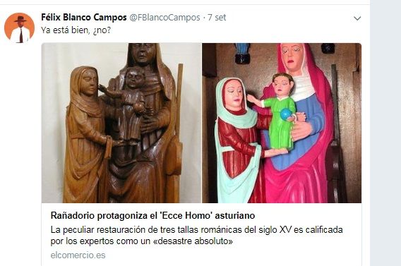 Spagna: restaura la Madonna lignea colorandola fluo