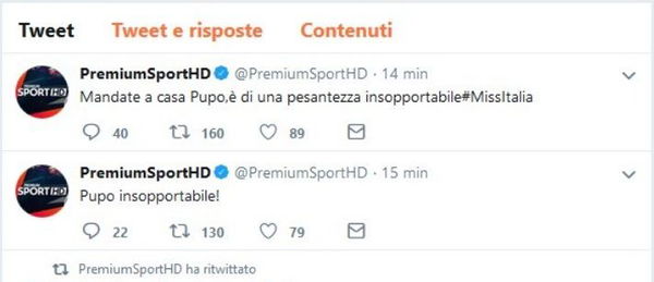 Miss Italia, Pupo insultato dall’account Twitter di Premium Sport HD