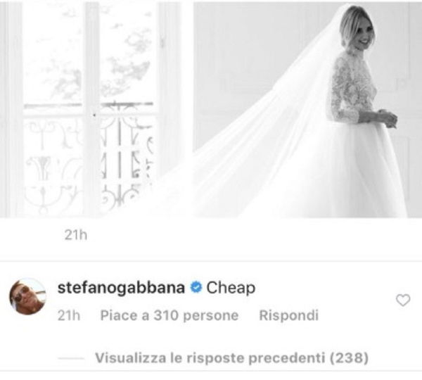 Stefano Gabbana e quel “cheap” a Chiara Ferragni