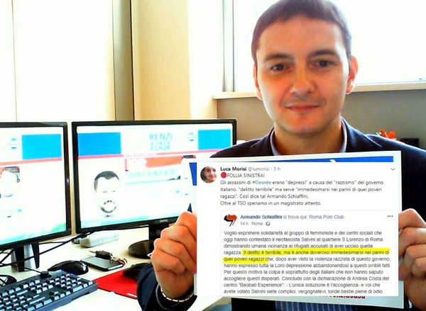 Luca Morisi, il social media manager di Salvini, condivide un post fake che difende gli assassini di Desirée