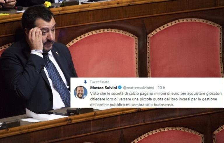 Salvini chiede alle società di pagare per la sicurezza negli stadi. Ma la norma esiste già dal 2014
