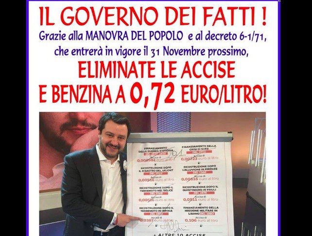 La bufala di Salvini che taglia le accise della benzina stracondivisa nel giorno in cui cambiano le etichette dei carburanti article-post