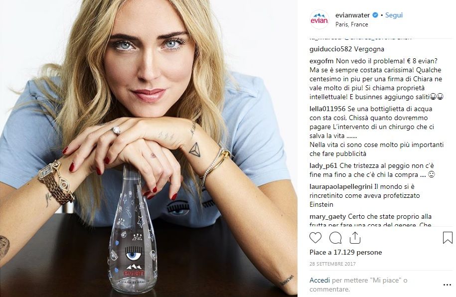 Sappiate che Chiara Ferragni non decide sul prezzo della bottiglietta Evian article-post