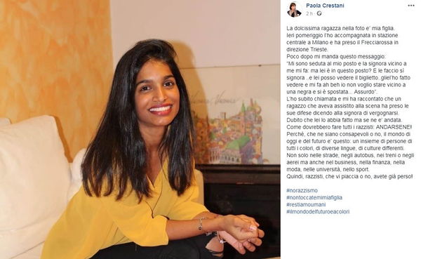 Il gesto razzista sul treno Milano-Trieste: la ragazza a fianco è nera, la passeggera si alza e se ne va