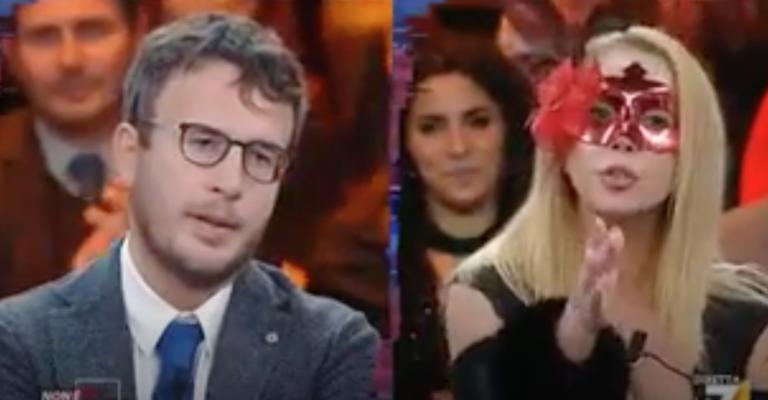 Diego Fusaro alla scambista: «Leggi Platone»