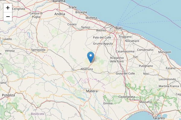 Scossa di terremoto in provincia di Bari, epicentro ad Altamura, avvertita anche a Matera