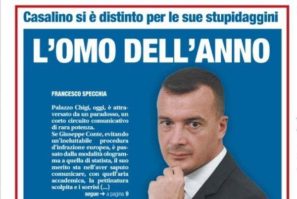 Libero nomina Rocco Casalino «omo dell’anno»