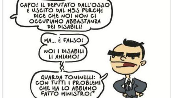 Danilo Toninelli si scaglia contro Natangelo per una sua vignetta