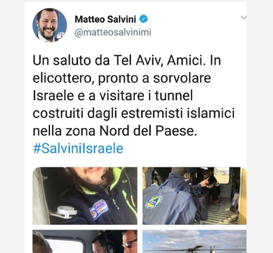 Salvini e il tweet (rimosso) con foto sui tunnel degli estremisti islamici article-post