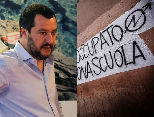 Salvini dice che le occupazioni non sono così male, ma poi fa sgomberare le scuole