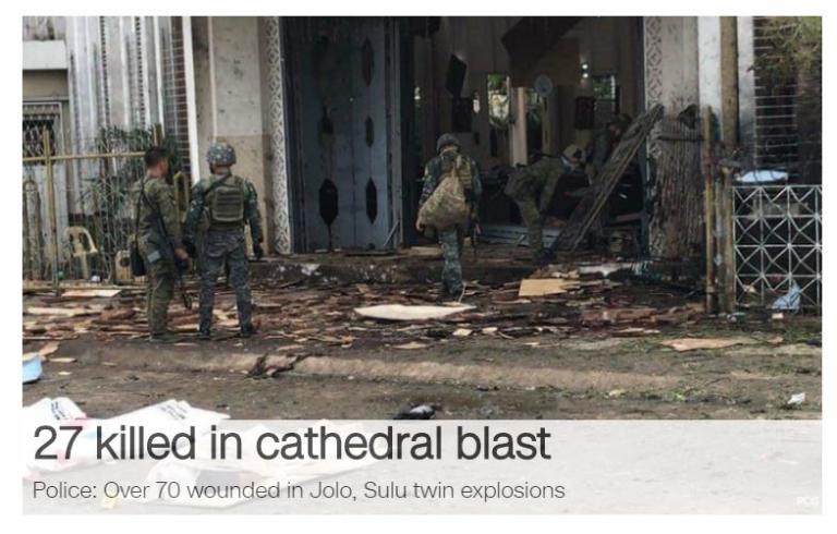 Attentato nelle Filippine, davanti a una chiesa: 27 morti