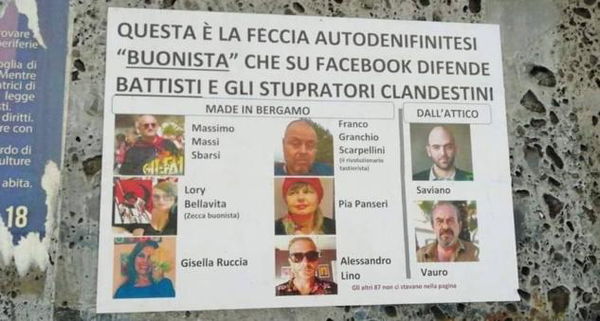 La foto segnaletica dei ‘difensori di Battisti e degli stupratori clandestini’