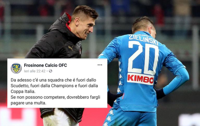 La bufala del Frosinone che ‘trolla’ il Napoli sui social dopo l’eliminazione della Coppa Italia
