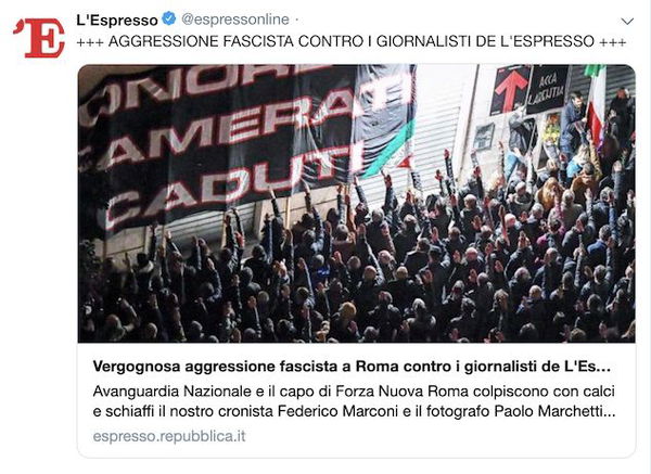 I giornalisti de L’Espresso sono stati aggrediti dai militanti neofascisti