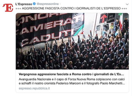 I giornalisti de L’Espresso sono stati aggrediti dai militanti neofascisti article-post