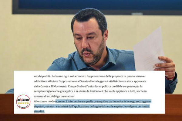 Il programma M5S prevederebbe la ‘consegna’ di Salvini al Tribunale dei Ministri | VIDEO