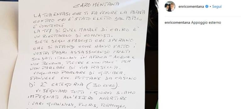La lettera di minacce a Mentana (e altri giornalisti) firmata con una svastica