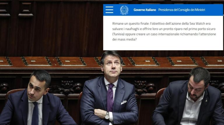 Il caso Sea Watch e la nota di Palazzo Chigi che dimentica di essere un’istituzione