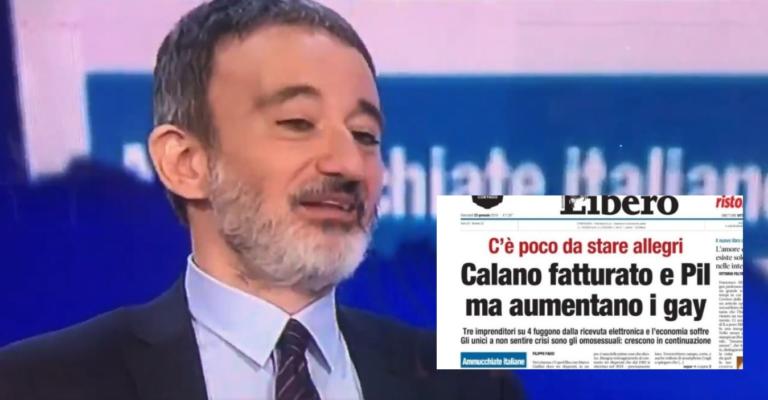 Il direttore di Libero prova a giustificare il titolo sui gay e il Pil (senza riuscirci) | VIDEO