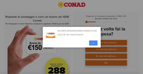 La bufala via Whatsapp del buono spesa Conad da 150 euro