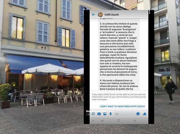 Il caffè di Monza che non accetta recensioni negative e che si lancia in insulti omofobi: «Non tollero i culattoni»