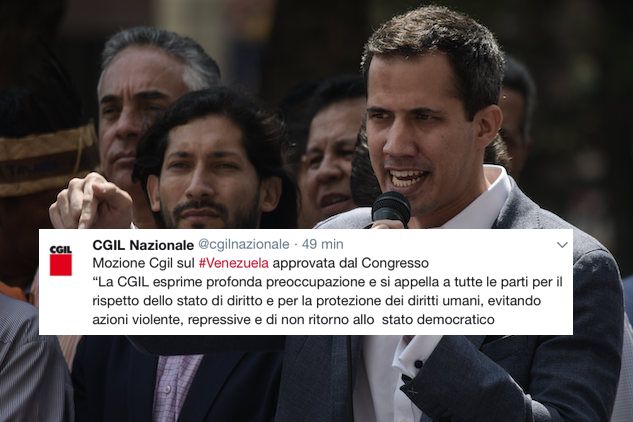La Cgil sconfessa Juan Guaidó: «Ci appelliamo al governo per il rispetto dello stato di diritto»