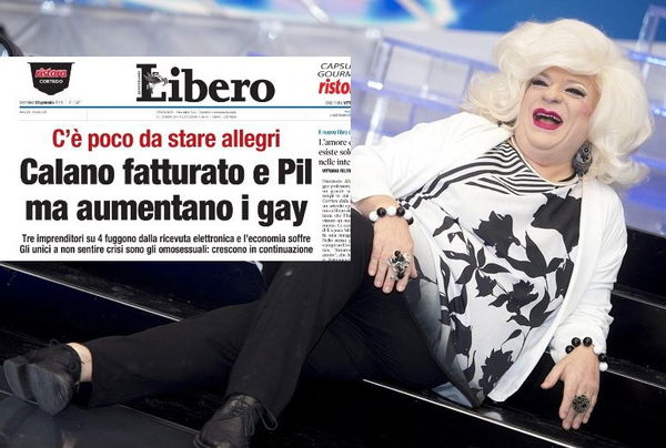 Platinette e il titolo di Libero sui gay: «Non è omofobo, l’intento era scherzoso»