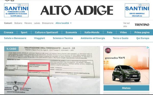 Cosa sappiamo del questionario dell’Asl che chiede la razza agli alunni