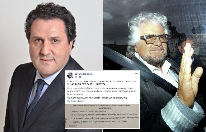 De Bonis, senatore espulso dal M5S, fa reclamo e scrive a Beppe Grillo