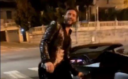 Alex Belli in Lamborghini a 111 km/h per le strette vie di Sanremo | VIDEO